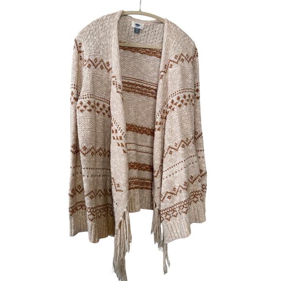 Old Navy Sweaters - Old Navy Sweater Open Cardigan Fringe Drape Oatmeal SzXL